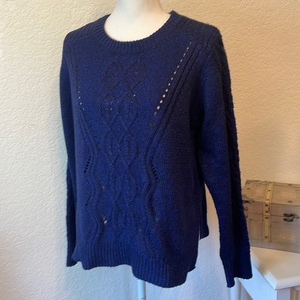 John + Jenn Cable Knit‎ Sweater Blue Size Large
